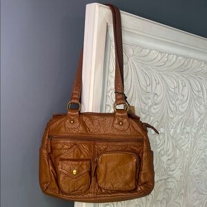 New Brown Vegan Leather Shoulder Bag